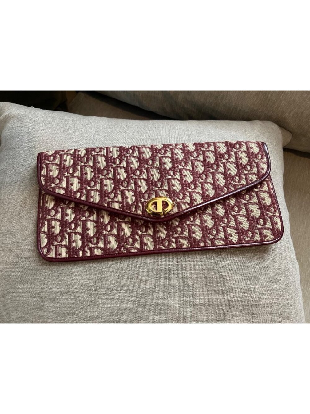 Christian Dior Vintage Burgundy Monogram Canvas Clutch